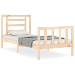 vidaXL Massivholzbett mit Kopfteil 90x200 cm