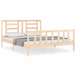 vidaXL Massivholzbett mit Kopfteil 160x200 cm