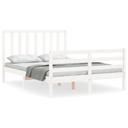vidaXL Massivholzbett mit Kopfteil Weiß 140x190 cm