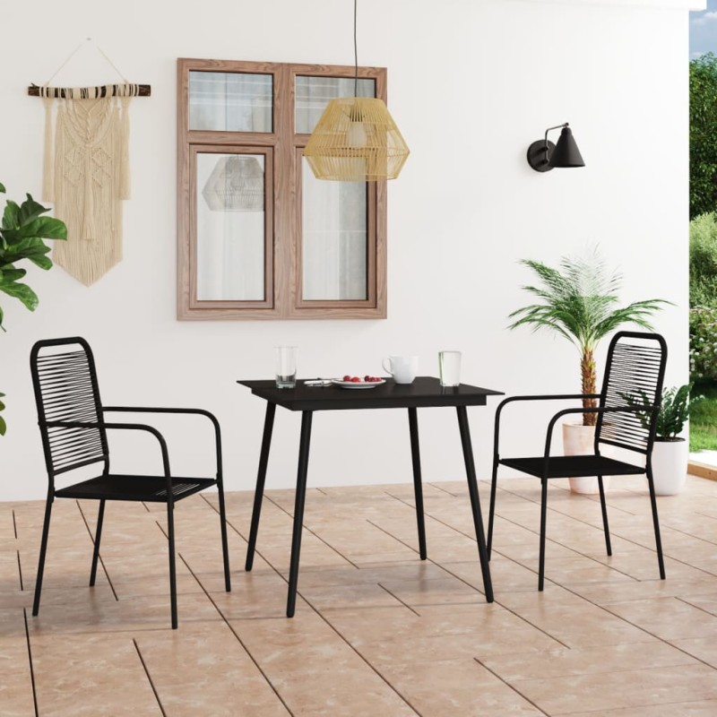 vidaXL 3-tlg. Garten-Essgruppe Baumwollseil und Stahl Schwarz vidaXL 3-tlg. Garten-Essgruppe Baumwollseil und Stahl Schwarz