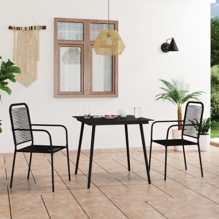 vidaXL 3-tlg. Garten-Essgruppe Baumwollseil und Stahl Schwarz 