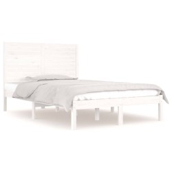 vidaXL Massivholzbett Weiß 135x190 cm