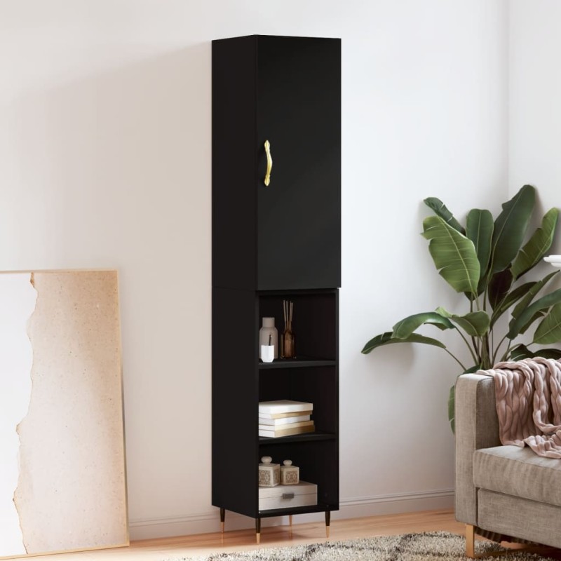 Highboard Schwarz 34,5x34x180 cm Holzwerkstoff Highboard Schwarz 34,5x34x180 cm Holzwerkstoff