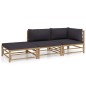 3-tlg. Garten-Lounge-Set mit Dunkelgrauen Kissen Bambus 3-tlg. Garten-Lounge-Set mit Dunkelgrauen Kissen Bambus