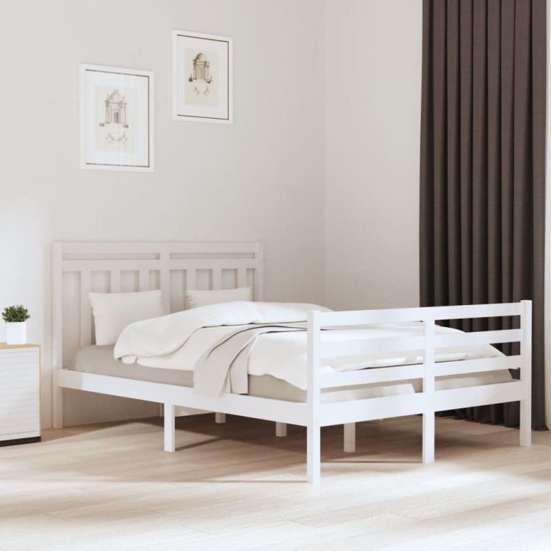 vidaXL Massivholzbett Weiß 120x190 cm vidaXL Massivholzbett Weiß 120x190 cm