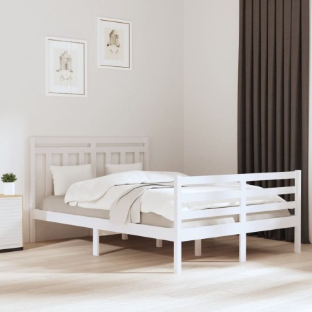 vidaXL Massivholzbett Weiß 120x190 cm