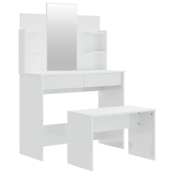 vidaXL Schminktisch-Set Hochglanz-Weiß 96x40x142 cm