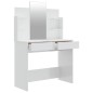 vidaXL Schminktisch-Set Hochglanz-Weiß 96x40x142 cm vidaXL Schminktisch-Set Hochglanz-Weiß 96x40x142 cm