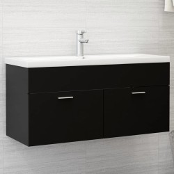 vidaXL Waschbeckenunterschrank mit Einbaubecken Schwarz Holzwerkstoff