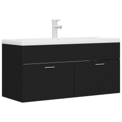 vidaXL Waschbeckenunterschrank mit Einbaubecken Schwarz Holzwerkstoff