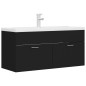 vidaXL Waschbeckenunterschrank mit Einbaubecken Schwarz Holzwerkstoff vidaXL Waschbeckenunterschrank mit Einbaubecken Schwarz Holzwerkstoff