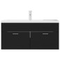 vidaXL Waschbeckenunterschrank mit Einbaubecken Schwarz Holzwerkstoff vidaXL Waschbeckenunterschrank mit Einbaubecken Schwarz Holzwerkstoff