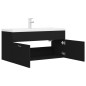 vidaXL Waschbeckenunterschrank mit Einbaubecken Schwarz Holzwerkstoff vidaXL Waschbeckenunterschrank mit Einbaubecken Schwarz Holzwerkstoff