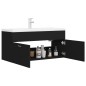 vidaXL Waschbeckenunterschrank mit Einbaubecken Schwarz Holzwerkstoff vidaXL Waschbeckenunterschrank mit Einbaubecken Schwarz Holzwerkstoff