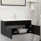vidaXL Waschbeckenunterschrank mit Einbaubecken Schwarz Holzwerkstoff vidaXL Waschbeckenunterschrank mit Einbaubecken Schwarz Holzwerkstoff