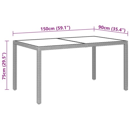 7-tlg. Garten-Essgruppe Poly Rattan und Hartglas Grau