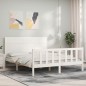 vidaXL Massivholzbett mit Kopfteil Weiß 160x200 cm vidaXL Massivholzbett mit Kopfteil Weiß 160x200 cm