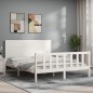 vidaXL Massivholzbett mit Kopfteil Weiß 160x200 cm vidaXL Massivholzbett mit Kopfteil Weiß 160x200 cm