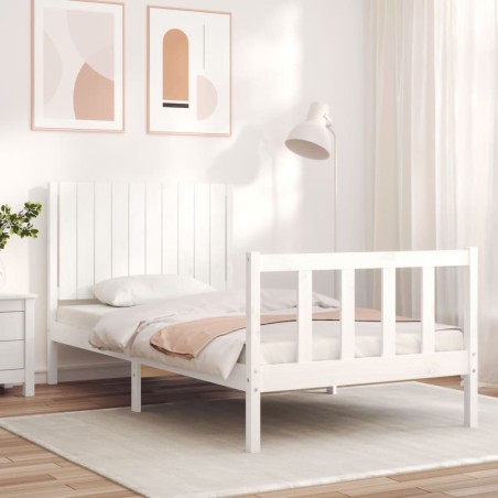 vidaXL Massivholzbett ohne Matratze Weiß 100x200 cm Kiefernholz