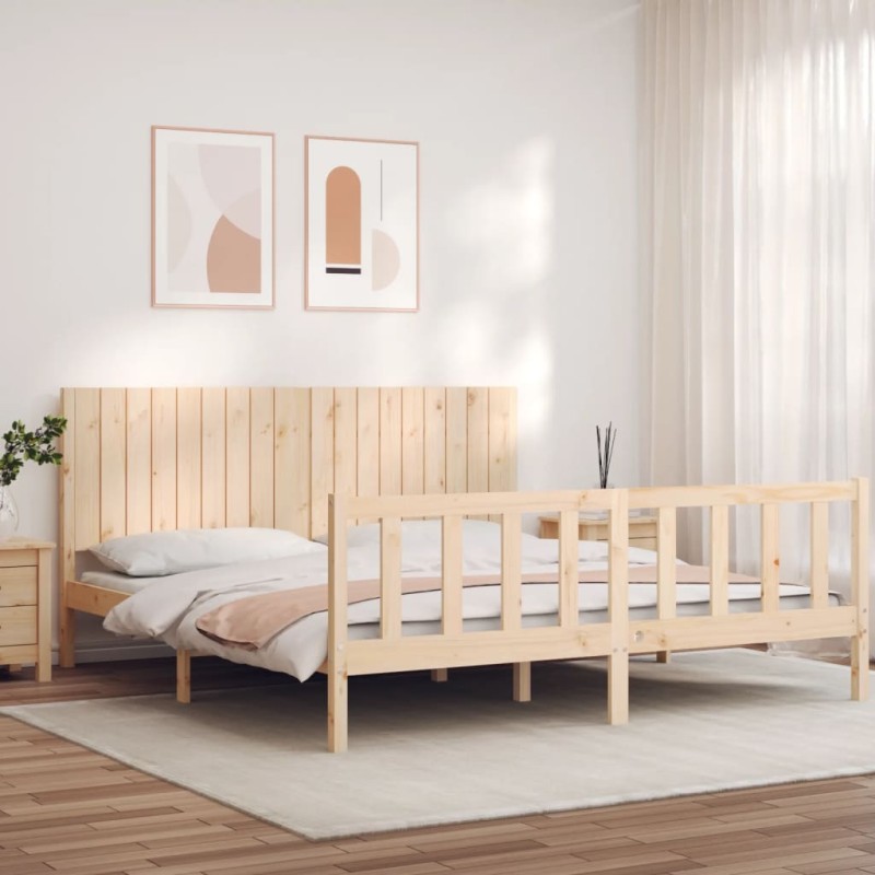 vidaXL Massivholzbett mit Kopfteil vidaXL Massivholzbett mit Kopfteil