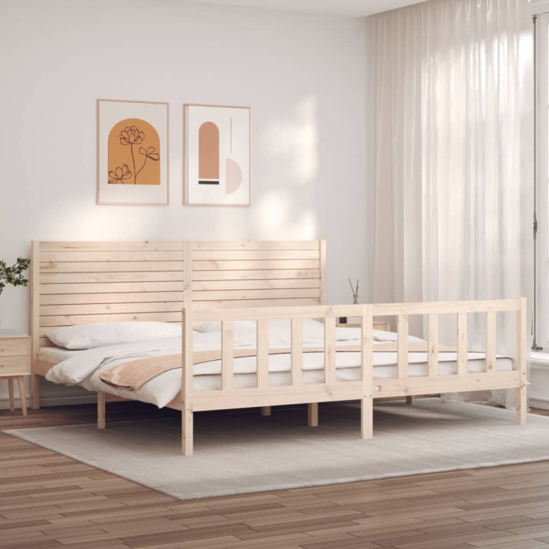 vidaXL Massivholzbett mit Kopfteil vidaXL Massivholzbett mit Kopfteil
