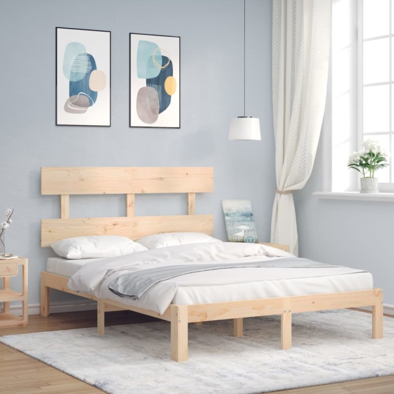 vidaXL Massivholzbett mit Kopfteil vidaXL Massivholzbett mit Kopfteil