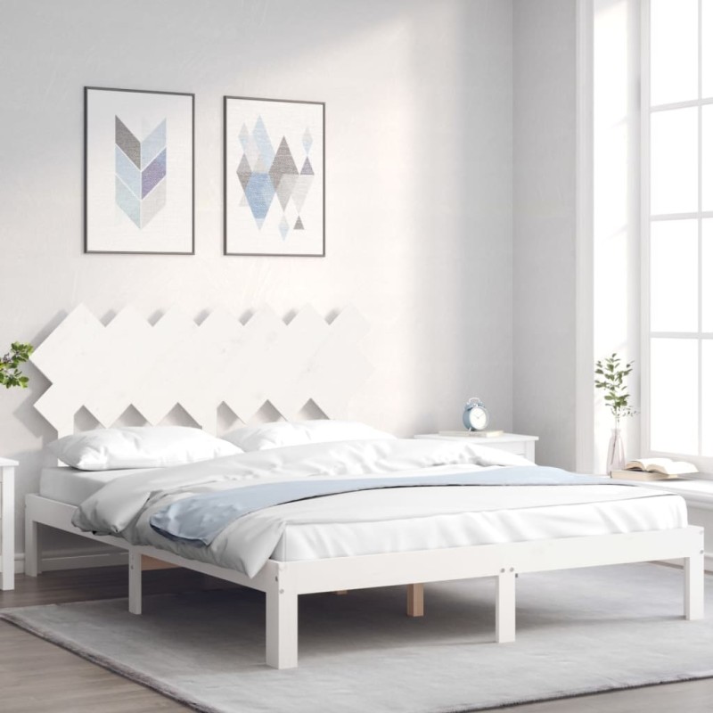 vidaXL Massivholzbett ohne Matratze Weiß 140x190 cm Kiefernholz vidaXL Massivholzbett ohne Matratze Weiß 140x190 cm Kiefernholz