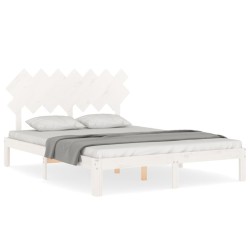 vidaXL Massivholzbett ohne Matratze Weiß 140x190 cm Kiefernholz
