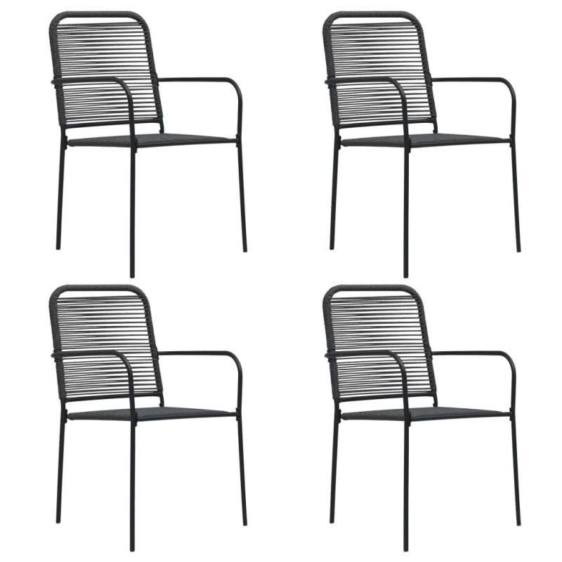 5-tlg. Garten-Essgruppe Baumwollseil und Stahl Schwarz 5-tlg. Garten-Essgruppe Baumwollseil und Stahl Schwarz