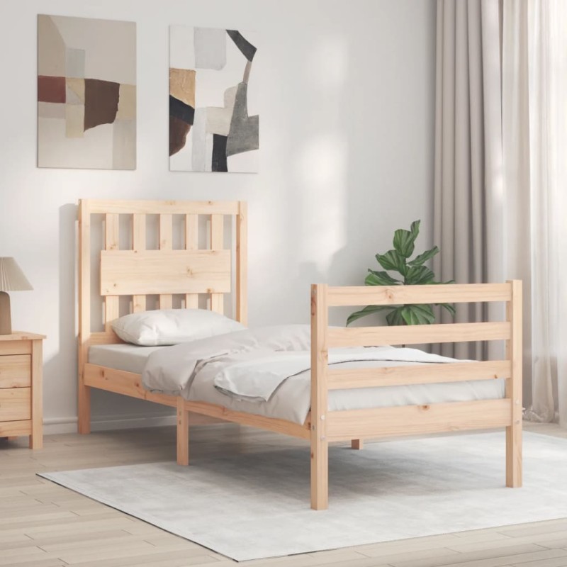vidaXL Massivholzbett mit Kopfteil vidaXL Massivholzbett mit Kopfteil