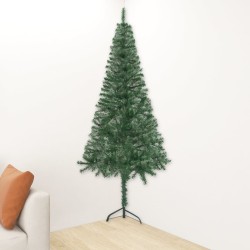 vidaXL Künstlicher Eck-Weihnachtsbaum mit Beleuchtung Grün 180 cm PVC