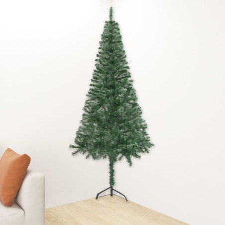 vidaXL Künstlicher Eck-Weihnachtsbaum mit Beleuchtung Grün 180 cm PVC