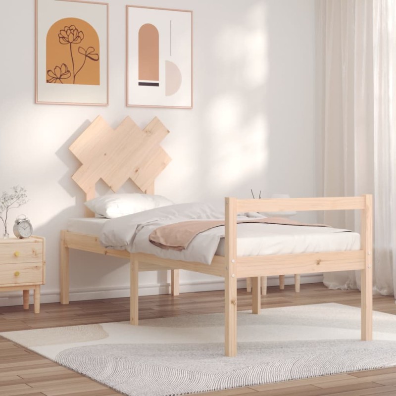 vidaXL Massivholzbett mit Kopfteil vidaXL Massivholzbett mit Kopfteil