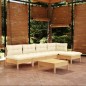 vidaXL 6-tlg. Garten-Lounge-Set mit Creme Kissen Kiefernholz vidaXL 6-tlg. Garten-Lounge-Set mit Creme Kissen Kiefernholz