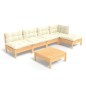 vidaXL 6-tlg. Garten-Lounge-Set mit Creme Kissen Kiefernholz vidaXL 6-tlg. Garten-Lounge-Set mit Creme Kissen Kiefernholz