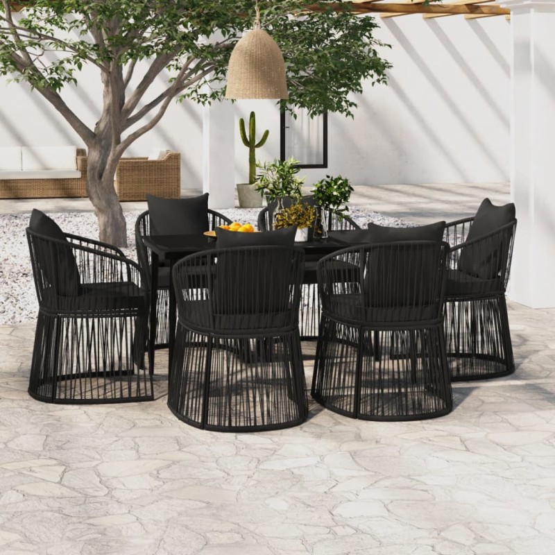 vidaXL 7-tlg. Garten-Essgruppe mit Kissen Schwarz vidaXL 7-tlg. Garten-Essgruppe mit Kissen Schwarz