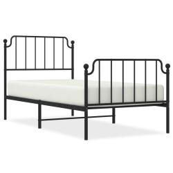 vidaXL Bettgestell mit Kopf- und Fußteil Metall Schwarz 90x190 cm