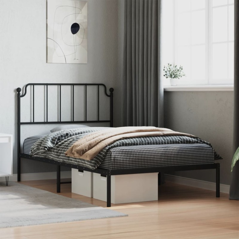 vidaXL Bettgestell mit Kopfteil Metall Schwarz 107x203 cm vidaXL Bettgestell mit Kopfteil Metall Schwarz 107x203 cm