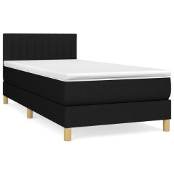 vidaXL Boxspringbett mit Matratze Schwarz 100x200 cm Stoff