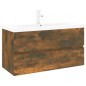vidaXL Waschbeckenschrank mit Einbaubecken Räuchereiche Holzwerkstoff vidaXL Waschbeckenschrank mit Einbaubecken Räuchereiche Holzwerkstoff