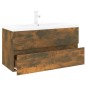vidaXL Waschbeckenschrank mit Einbaubecken Räuchereiche Holzwerkstoff vidaXL Waschbeckenschrank mit Einbaubecken Räuchereiche Holzwerkstoff