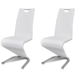 vidaXL Esszimmerstühle 2 Stk. Weiß Kunstleder 