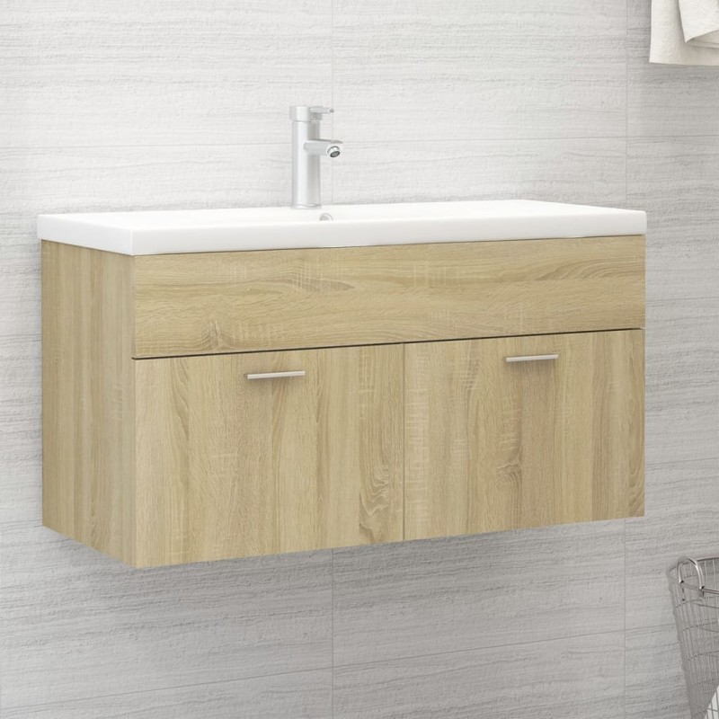 vidaXL Waschbeckenunterschrank Einbaubecken Sonoma-Eiche Holzwerkstoff vidaXL Waschbeckenunterschrank Einbaubecken Sonoma-Eiche Holzwerkstoff