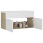vidaXL Waschbeckenunterschrank mit Einbaubecken Weiß und Sonoma-Eiche vidaXL Waschbeckenunterschrank mit Einbaubecken Weiß und Sonoma-Eiche