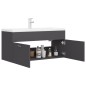 vidaXL Waschbeckenunterschrank mit Einbaubecken Grau Holzwerkstoff vidaXL Waschbeckenunterschrank mit Einbaubecken Grau Holzwerkstoff
