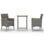 3-tlg. Bistro-Set Poly Rattan und Akazienholz Grau 3-tlg. Bistro-Set Poly Rattan und Akazienholz Grau