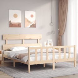 vidaXL Massivholzbett mit Kopfteil 160x200 cm