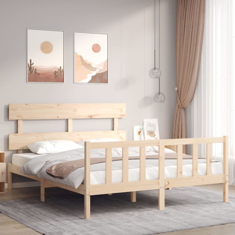 vidaXL Massivholzbett mit Kopfteil 160x200 cm vidaXL Massivholzbett mit Kopfteil 160x200 cm