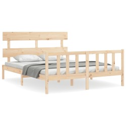 vidaXL Massivholzbett mit Kopfteil 160x200 cm
