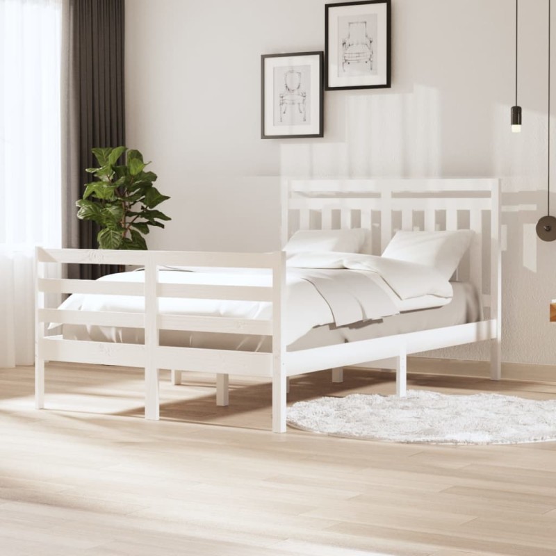 vidaXL Massivholzbett Weiß 120x190 cm vidaXL Massivholzbett Weiß 120x190 cm